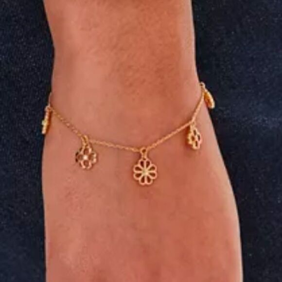 NWT New Kate Spade New York Rose Gold Pavé Crystal Flower Charm Bracelet Spring - Picture 4 of 6